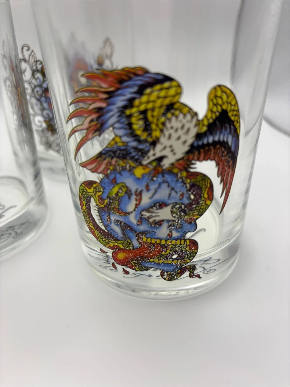 Ed Hardy Multicolor Tattoo-Style Glass Tumbler Set